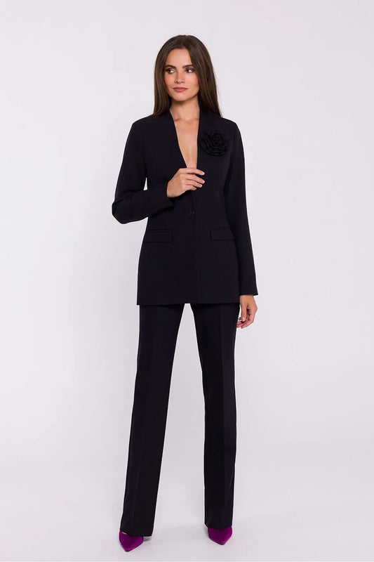 Women Blazer - Stretchable - 1-Button - Black -Guocali