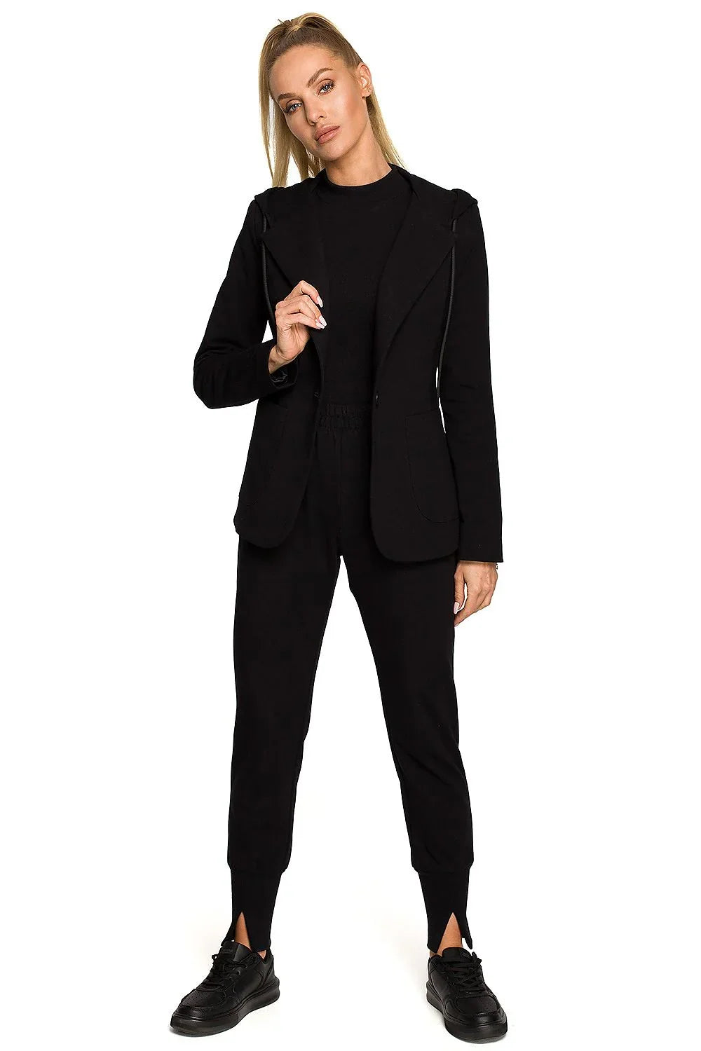 Women Blazer - Stretchable - 1-Button - Black -Guocali