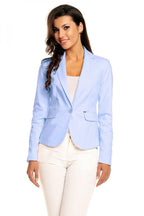 Women Blazer - Stretchable - 1-Button - Blue -Guocali