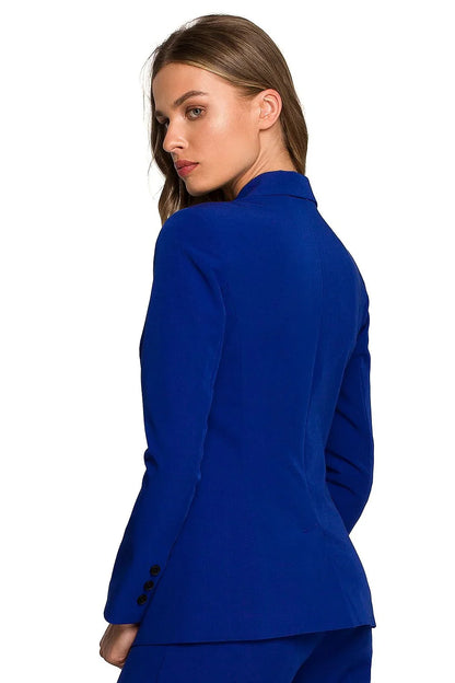 Women Blazer - Stretchable - 1-Button - Blue -Guocali