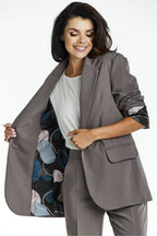 Women Blazer - Stretchable - 1-Button - Brown -Guocali