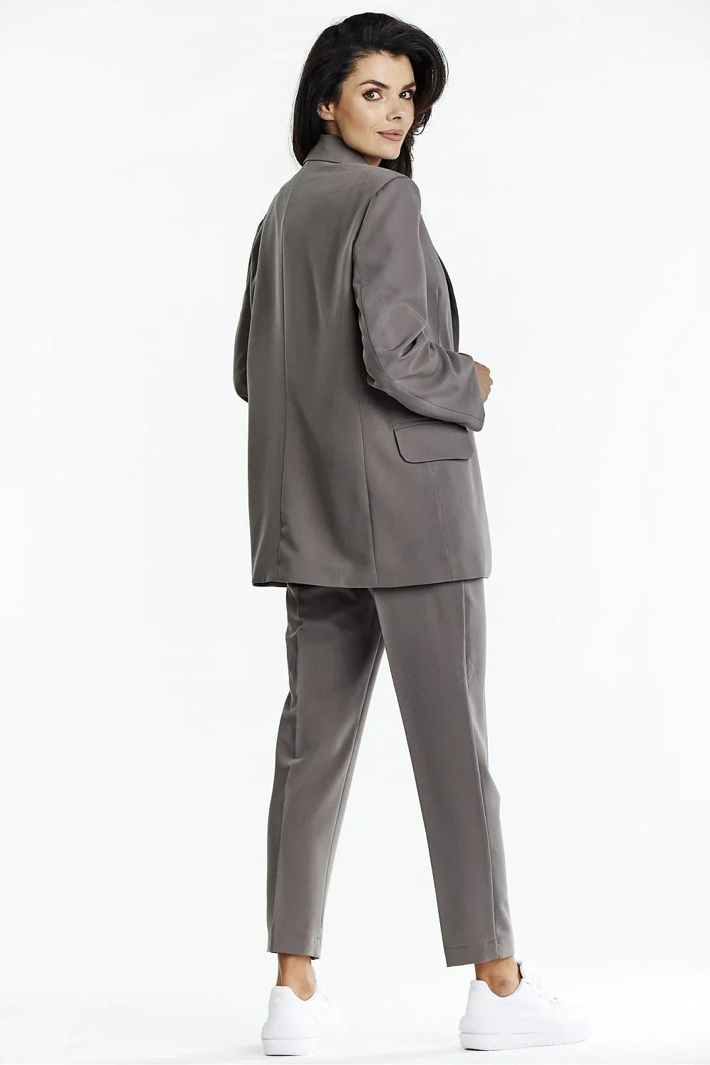 Women Blazer - Stretchable - 1-Button - Brown -Guocali