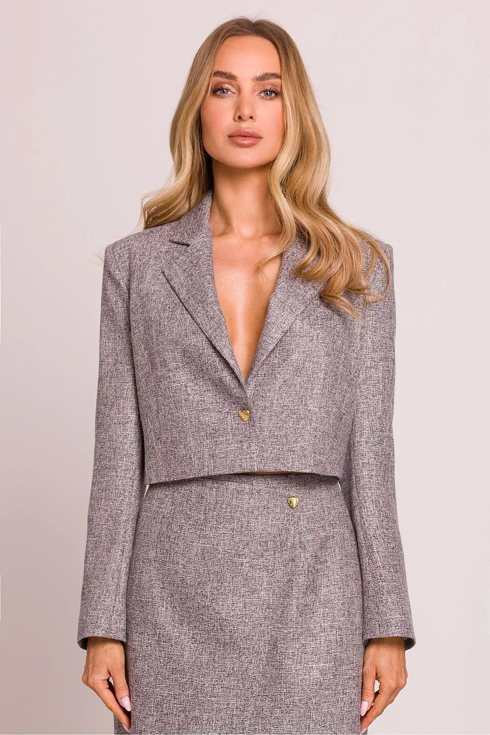 Women Blazer - Stretchable - 1-Button Gray -Guocali