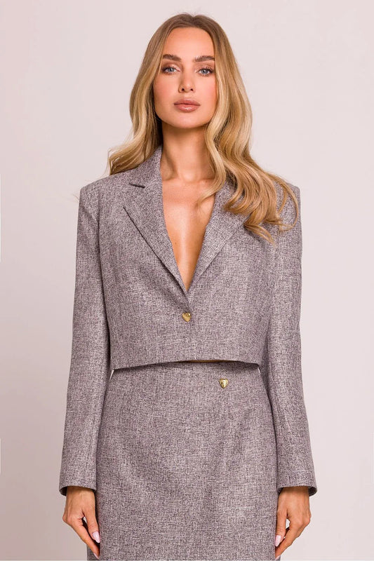 Women Blazer - Stretchable - 1-Button Gray -Guocali
