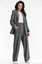 Women Blazer - Stretchable - 1-Button - Gray -Guocali