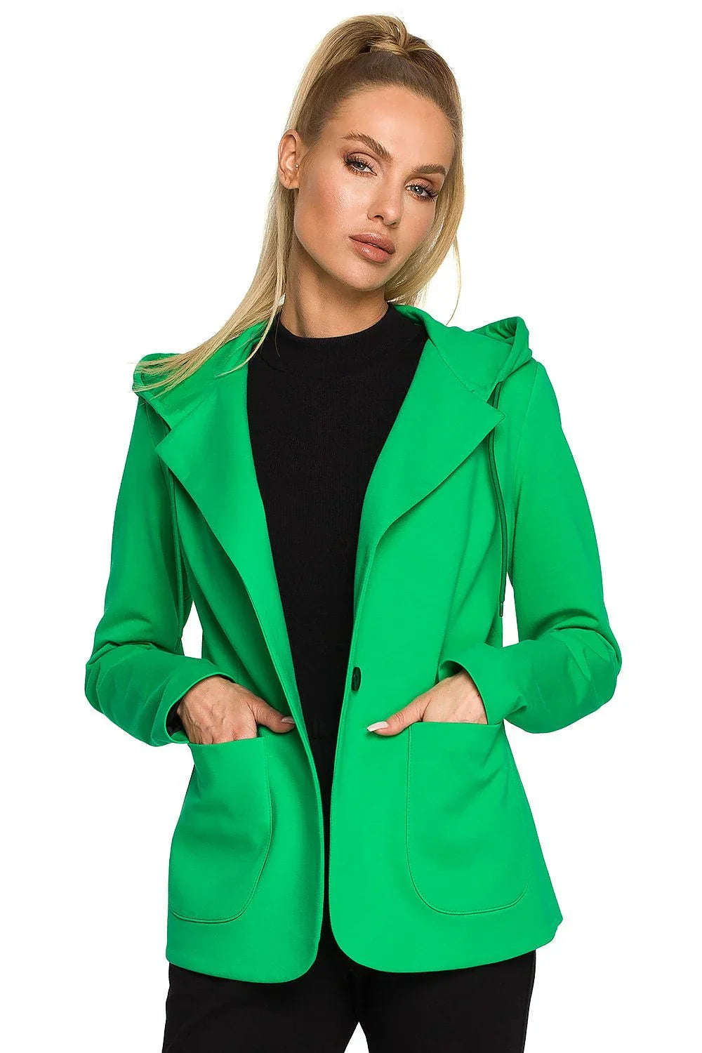 Women Blazer - Stretchable - 1-Button - Green -Guocali