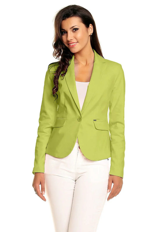 Women Blazer - Stretchable - 1-Button - Green -Guocali