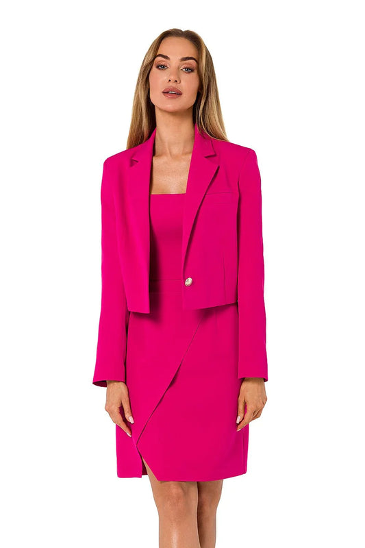 Women Blazer - Stretchable - 1-Button - Pink -Guocali