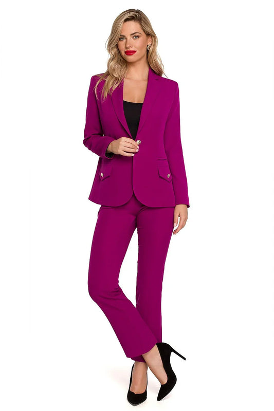 Women Blazer - Stretchable - 1-Button - Purple -Guocali
