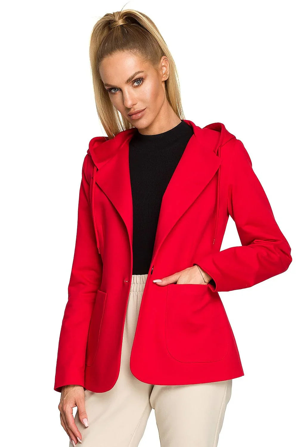 Women Blazer - Stretchable - 1-Button - red -Guocali
