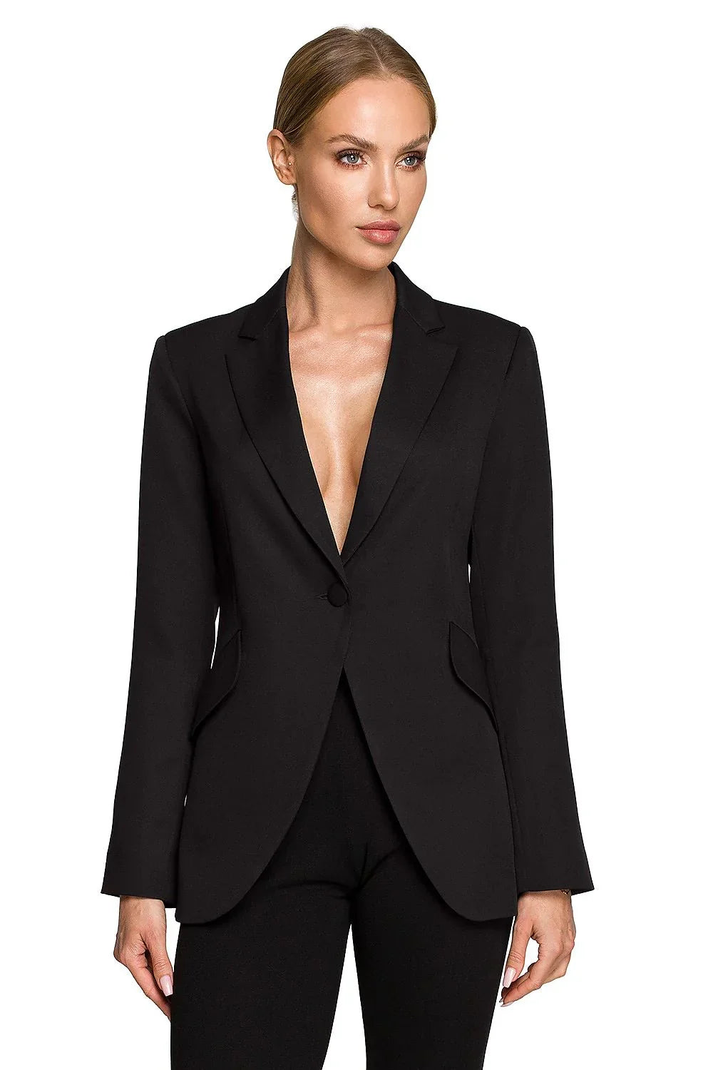 Women Blazer - Stretchable - Button - Black -Guocali