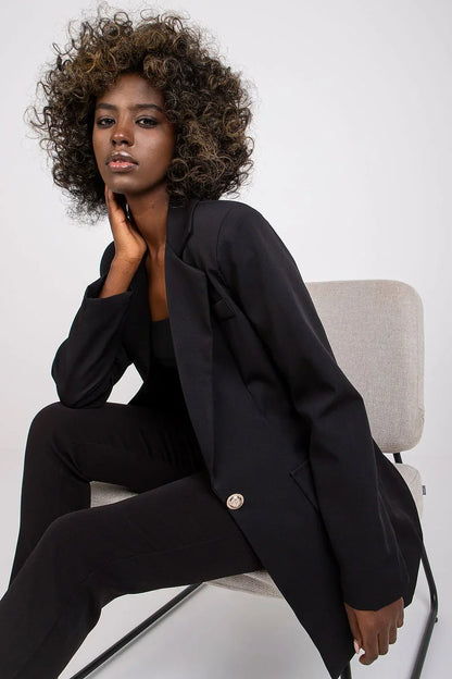 Women Blazer - Stretchable - Button - Black -Guocali