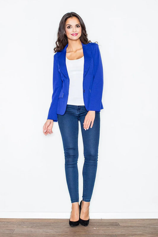 Women Blazer - Stretchable - Button - Blue -Guocali