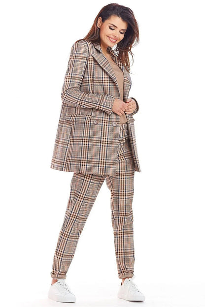 Women Blazer - Stretchable - Button - brown, beige, navy -Guocali