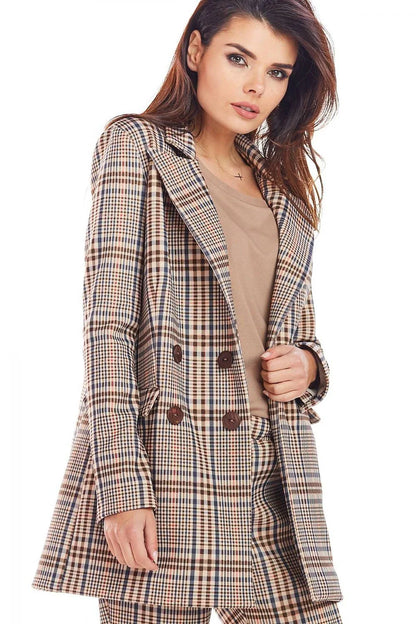 Women Blazer - Stretchable - Button - brown, beige, navy -Guocali