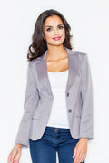 Women Blazer - Stretchable - Button - Gray -Guocali