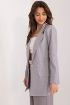 Women Blazer - Stretchable - Button - Gray -Guocali