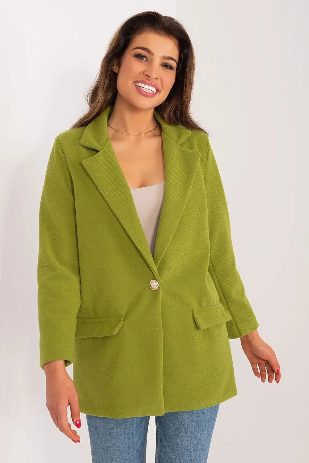 Women Blazer - Stretchable - Button - Green -Guocali