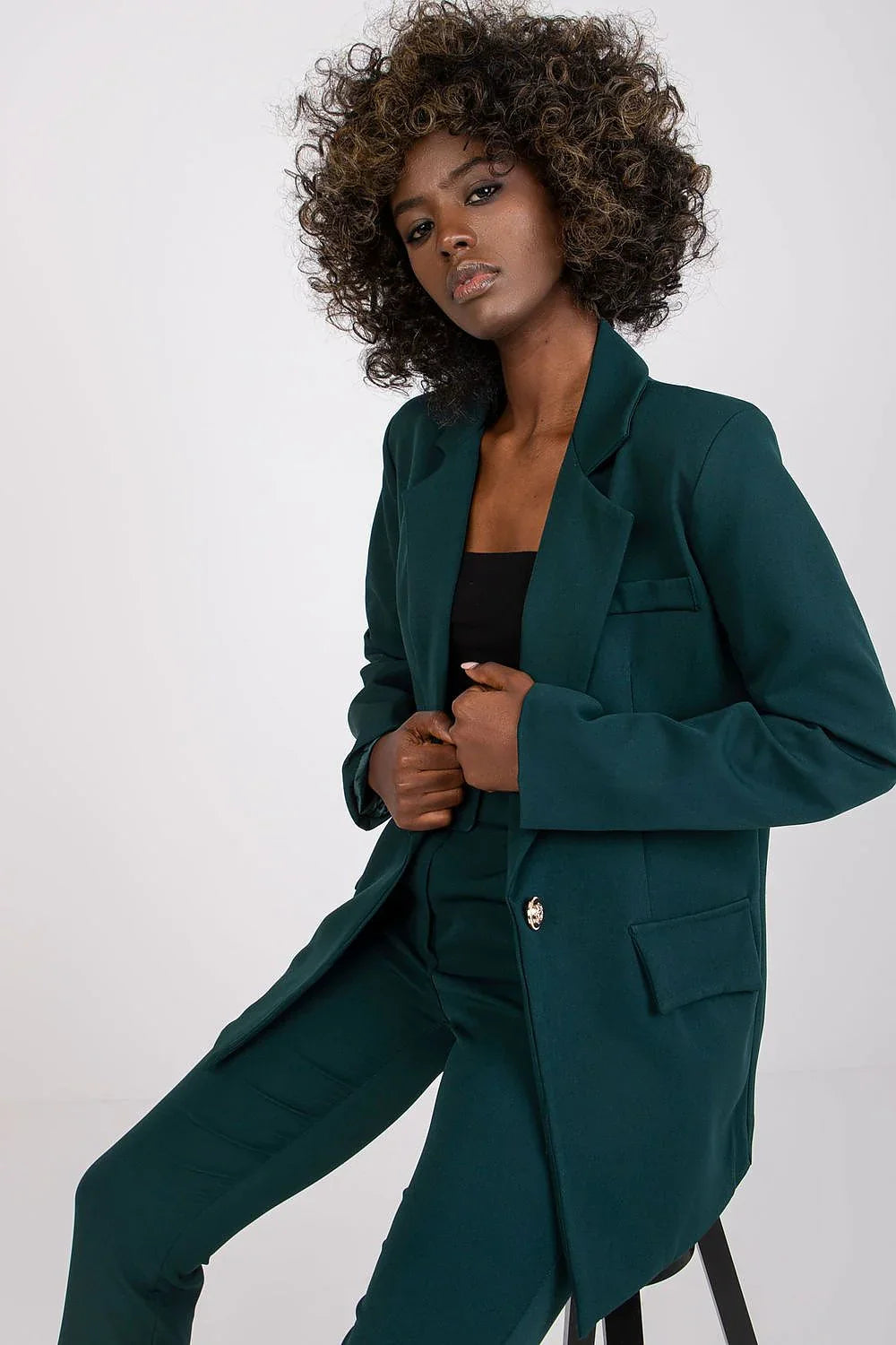 Women Blazer - Stretchable - Button - Green -Guocali