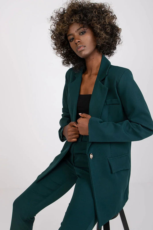 Women Blazer - Stretchable - Button - Green -Guocali
