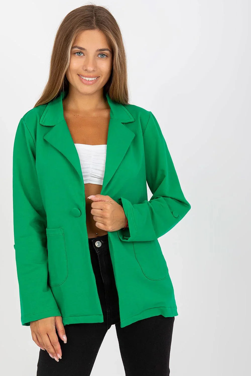 Women Blazer - Stretchable - Button - Green -Guocali