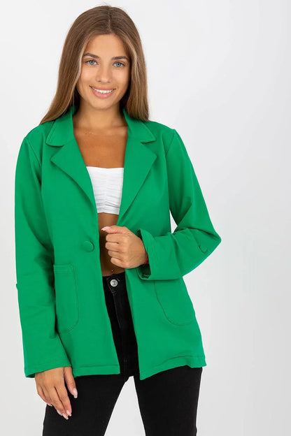 Women Blazer - Stretchable - Button - Green -Guocali