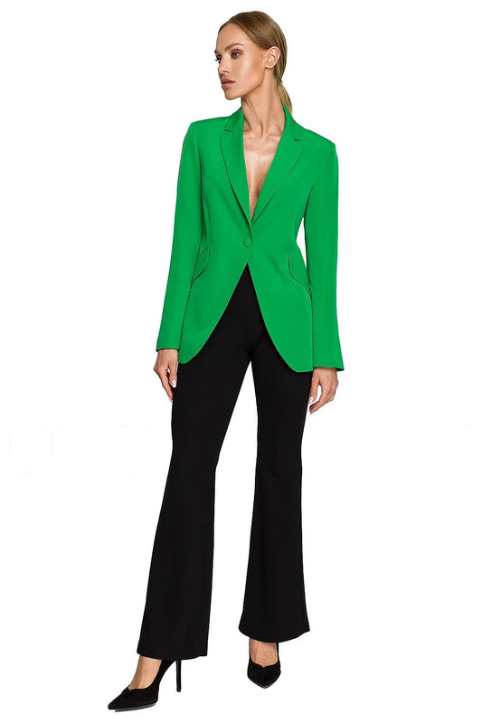Women Blazer - Stretchable - Button - Green -Guocali