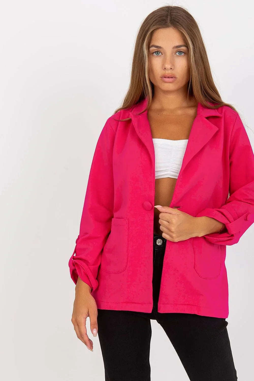 Women Blazer - Stretchable - Button - Pink -Guocali