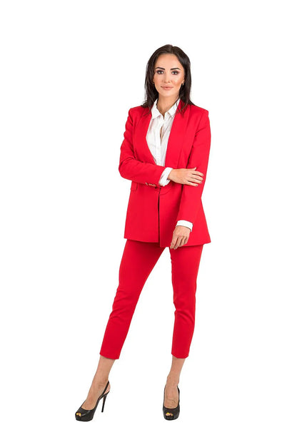 Women Blazer - Stretchable - Button - Red -Guocali
