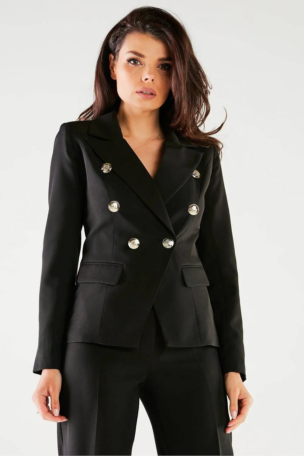 Women Blazer - Stretchable - Double-Breasted - Black -Guocali