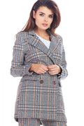 Women Blazer - Stretchable - Double-Breasted - Navy, Brown, Blue -Guocali