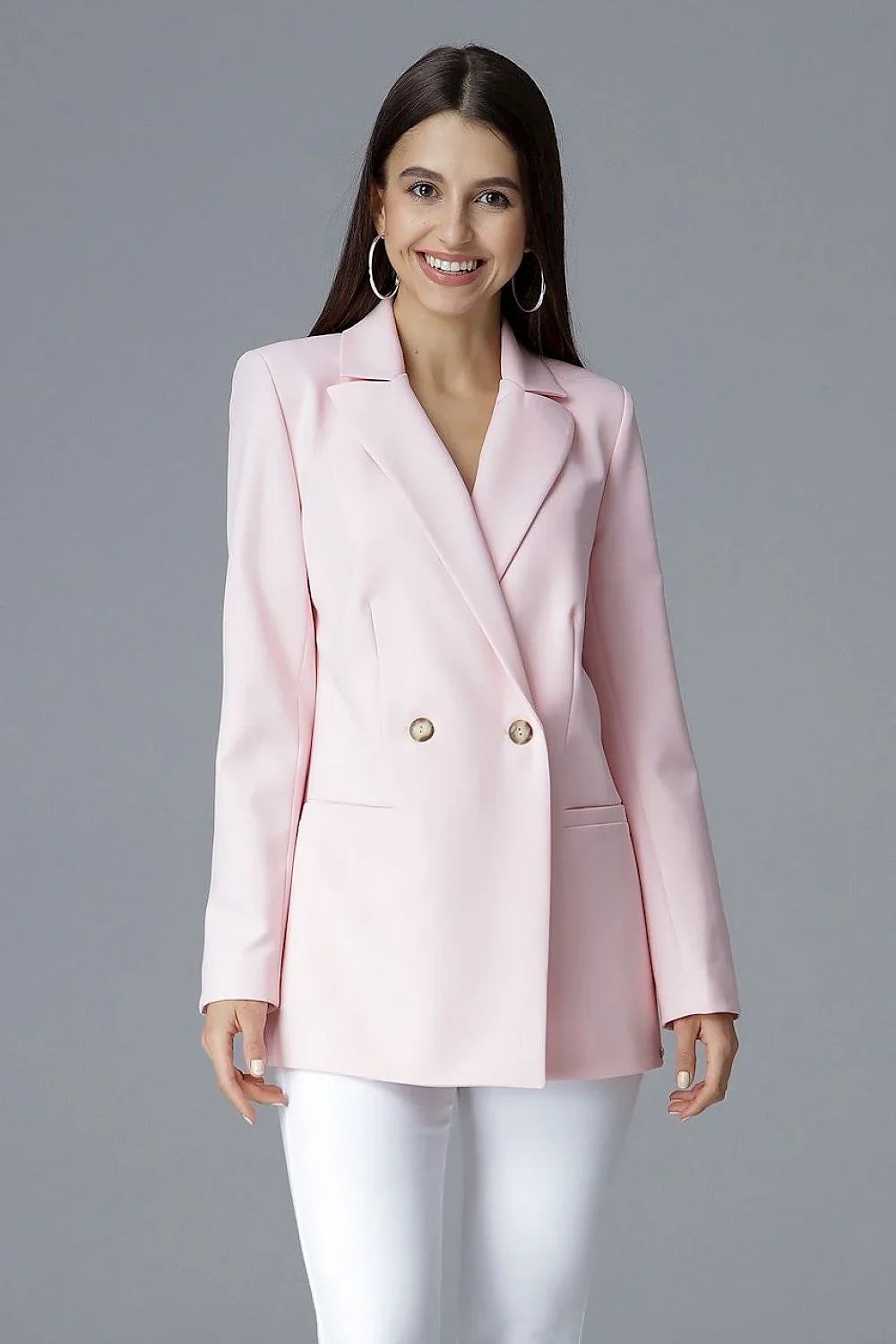 Women Blazer - Stretchable - Double-Breasted - pink -Guocali