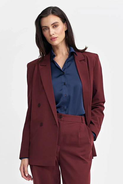 Women Blazer - Stretchable - Double-Breasted - Red -Guocali