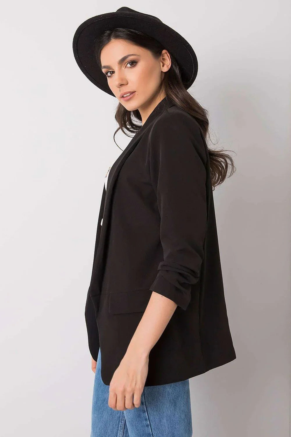 Women Blazer - Stretchable - Slip-On - Black -Guocali