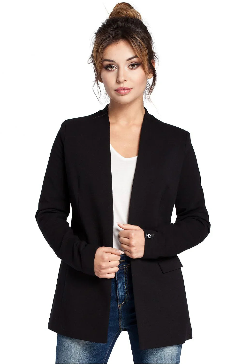 Women Blazer - Stretchable - Slip-On - Black -Guocali