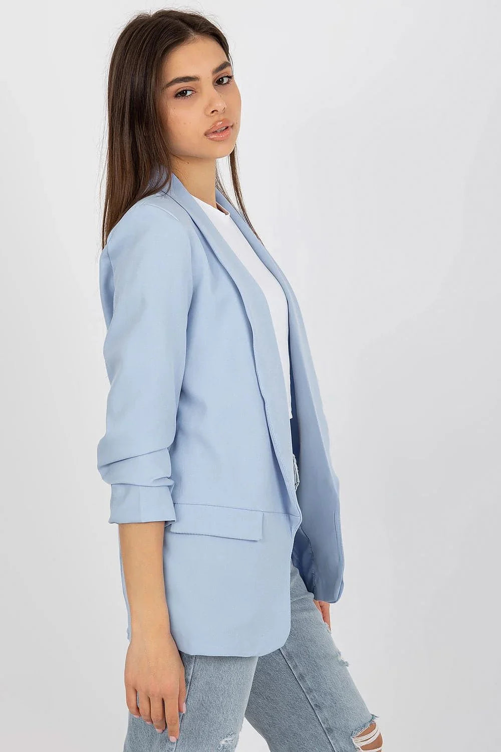 Women Blazer - Stretchable - Slip-On - Blue -Guocali
