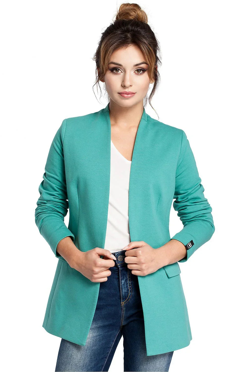 Women Blazer - Stretchable - Slip-On - Green -Guocali