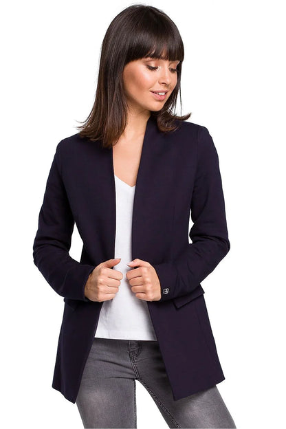 Women Blazer - Stretchable - Slip-On - Navy -Guocali