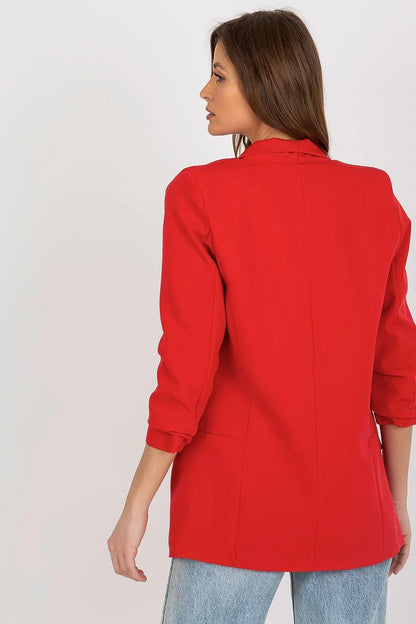 Women Blazer - Stretchable - Slip-On - Red -Guocali