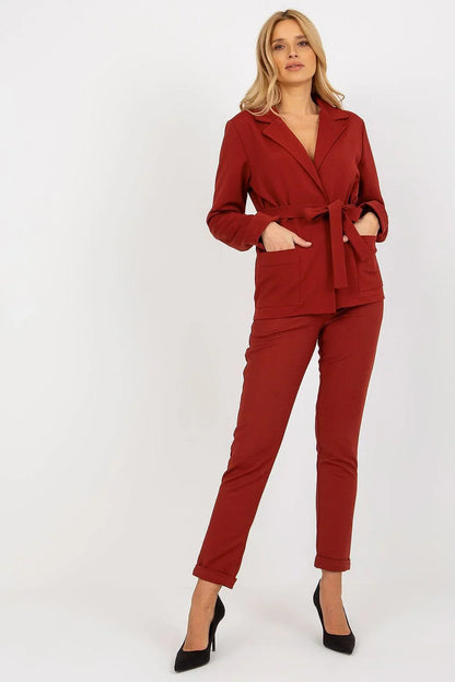 Women Blazer - Stretchable - Wrap, Belted - Red -Guocali