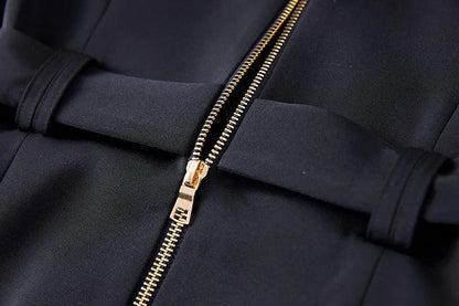 Women Blazer - Structured - Double-Breasted, Belted - White -Guocali