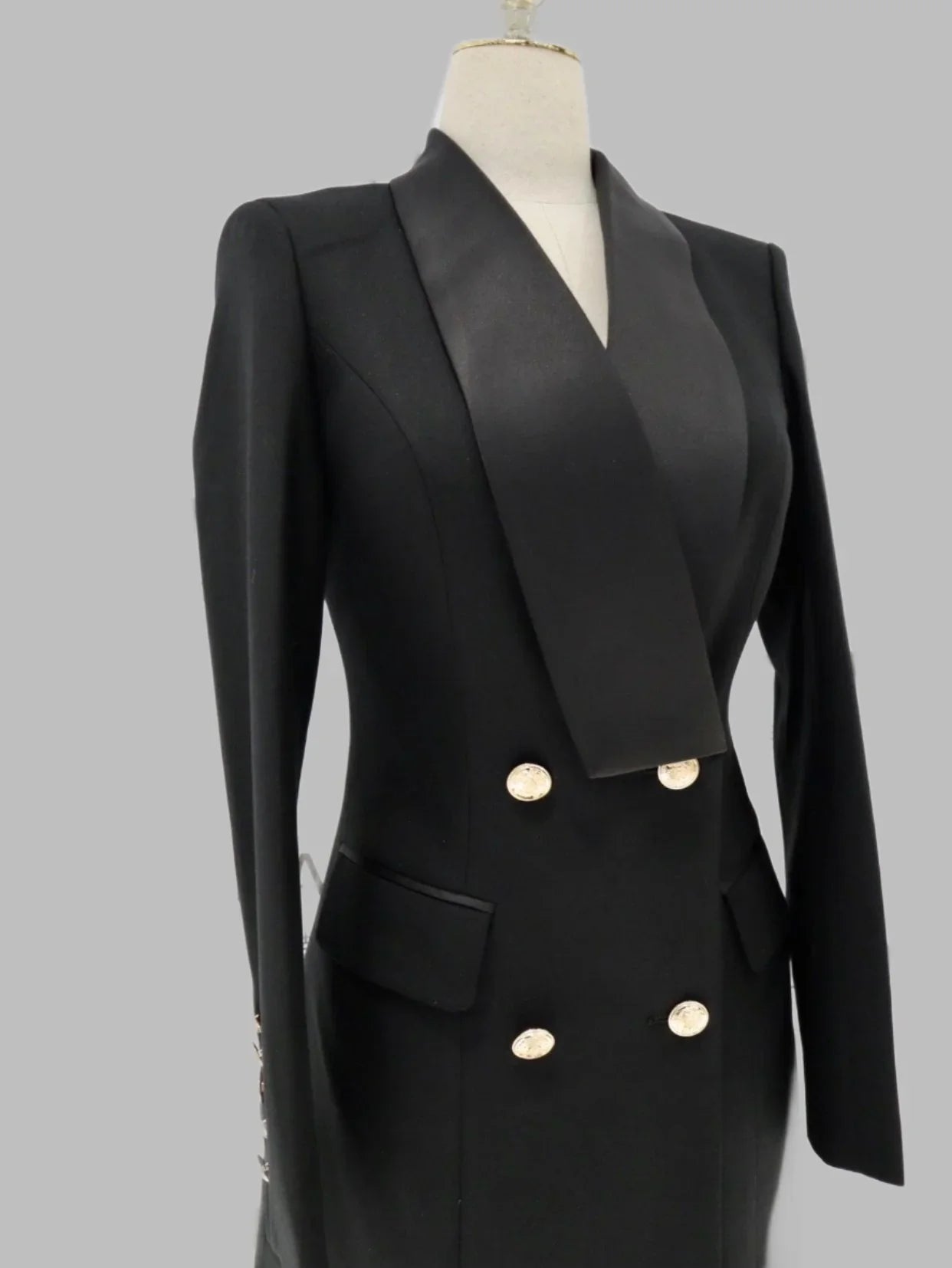 Women Blazer - Wrinkle-Resistant - Double-Breasted - Black -Guocali