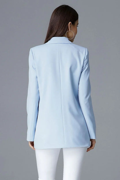 Women Blazer - Wrinkle-Resistant - Double-Breasted - Blue -Guocali