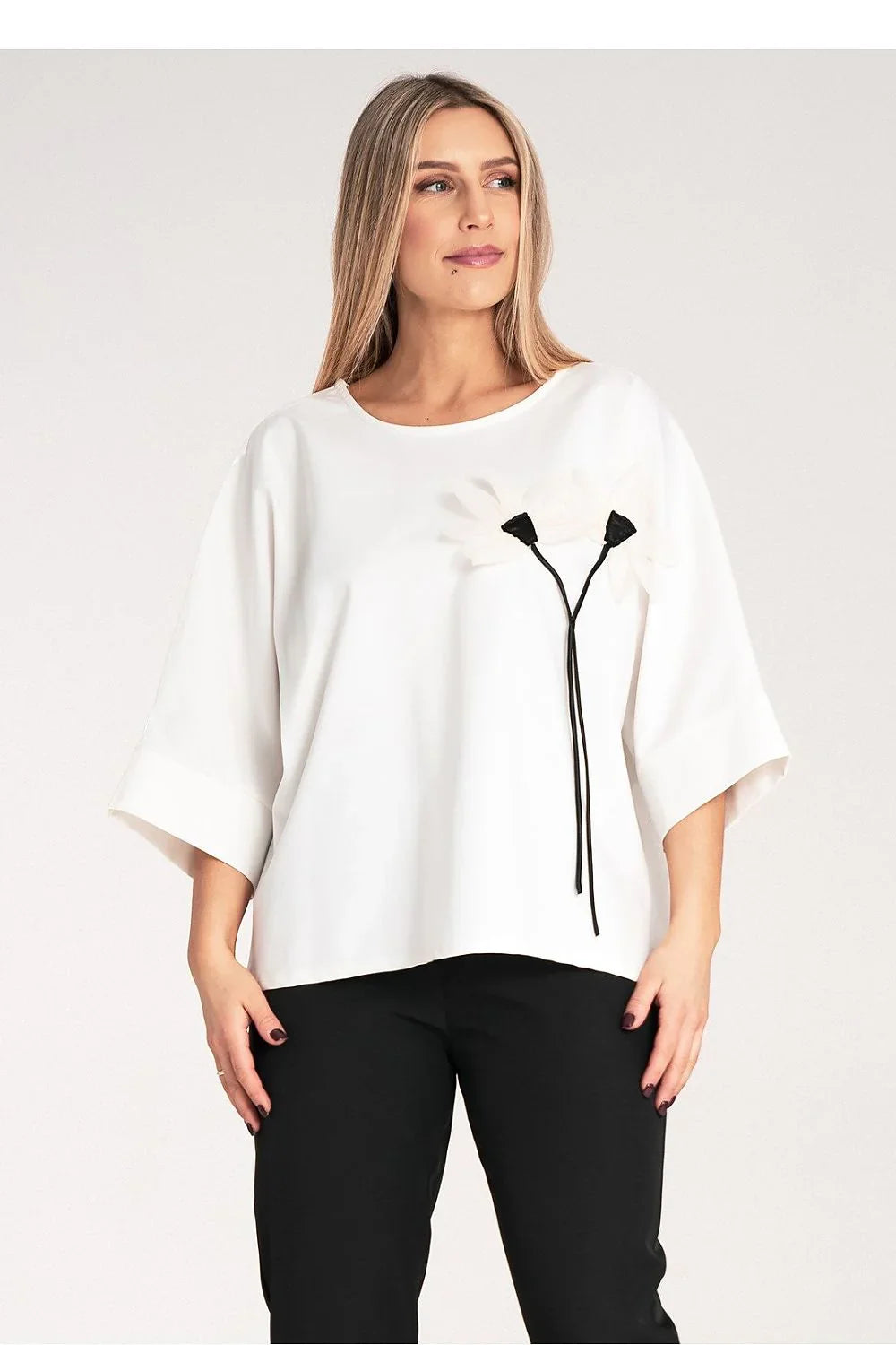 Women Blouse – Breathable – Kimono Sleeve - White -Guocali