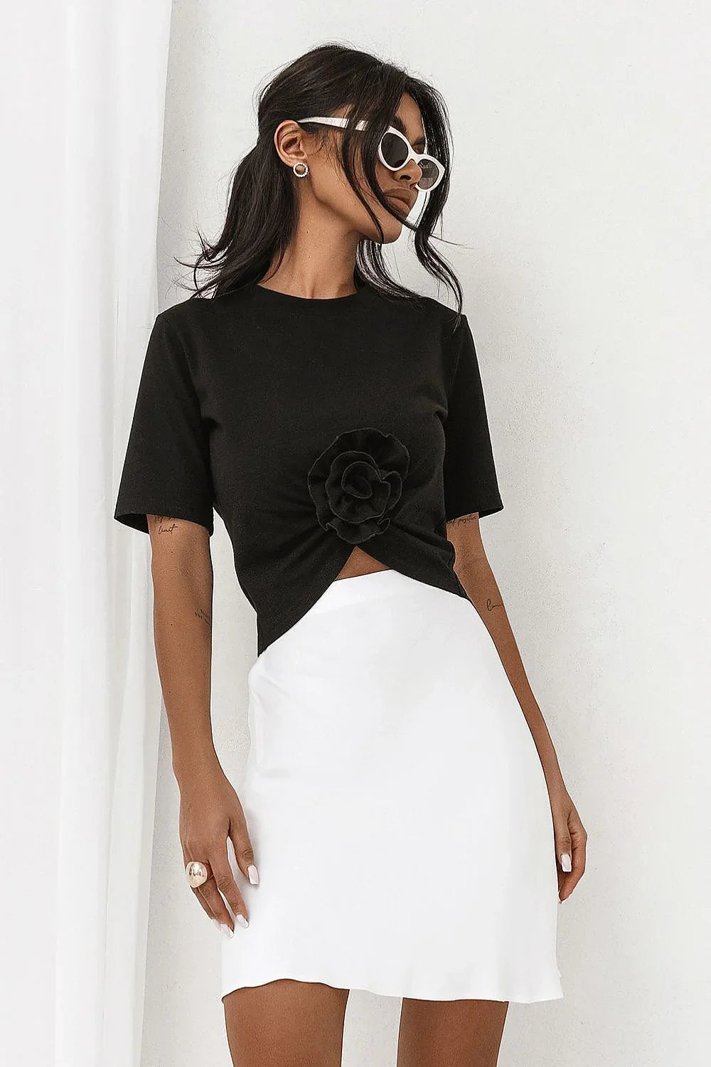 Women Blouse – Breathable – Three-Quarter Sleeve - Black -Guocali