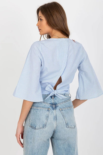 Women Blouse – Breathable – Three-Quarter Sleeve - Blue -Guocali