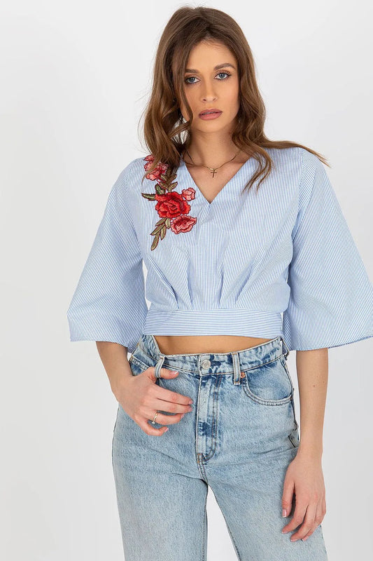 Women Blouse – Breathable – Three-Quarter Sleeve - Blue -Guocali