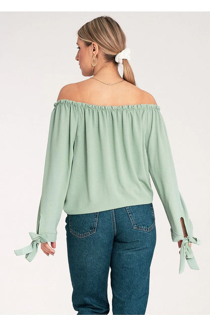 Women Blouse – Lightweight – Three-Quarter Sleeve - Green -Guocali