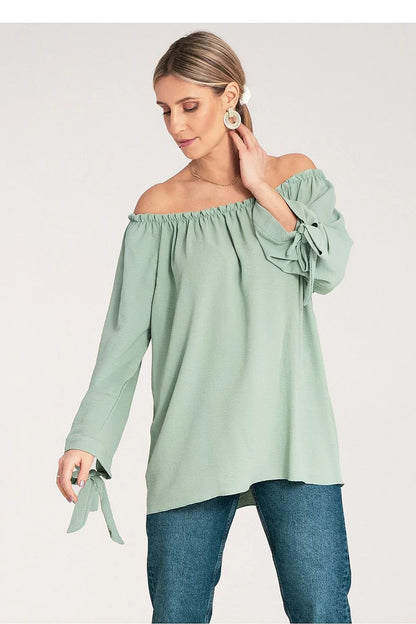 Women Blouse – Lightweight – Three-Quarter Sleeve - Green -Guocali