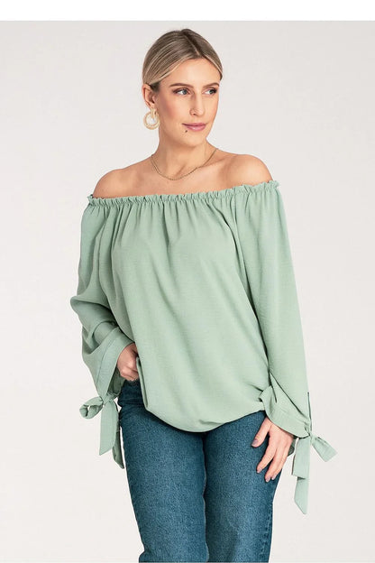 Women Blouse – Lightweight – Three-Quarter Sleeve - Green -Guocali